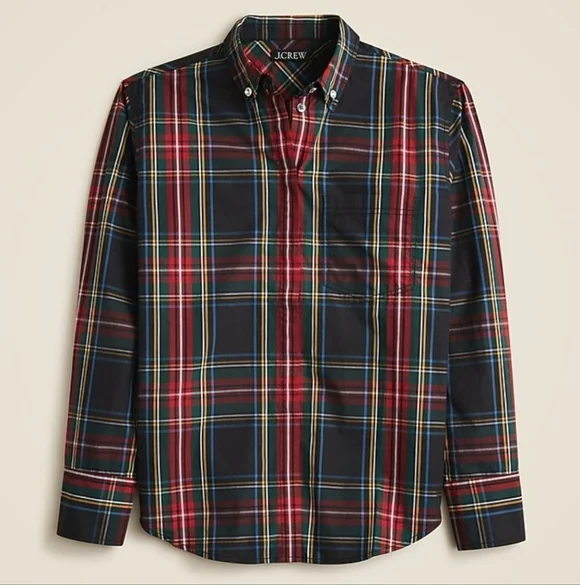 J.Crew Embellished Garcon Shirt Stewart Tartan Cotton Poplin 8 NWT - Picture 4 of 10